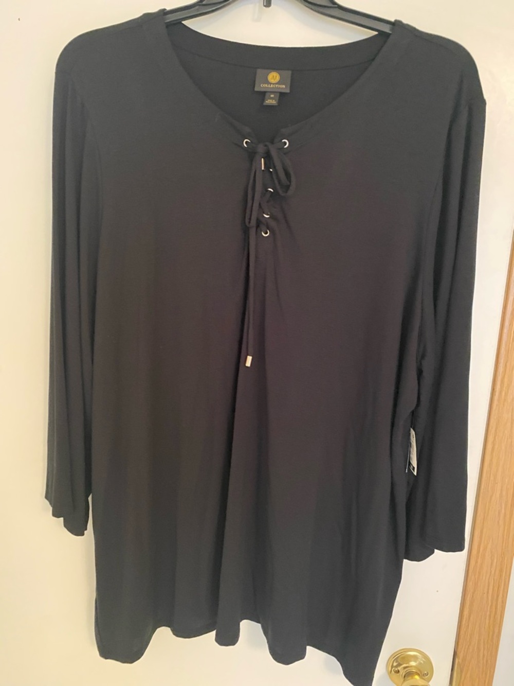 JM Collection Black Lace-Up Long Sleeve Tunic